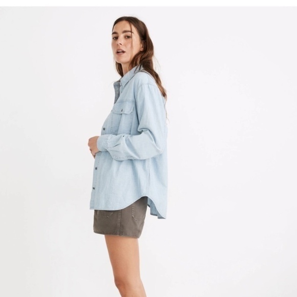 NWT Madewell Chambray button front work shirt Size S